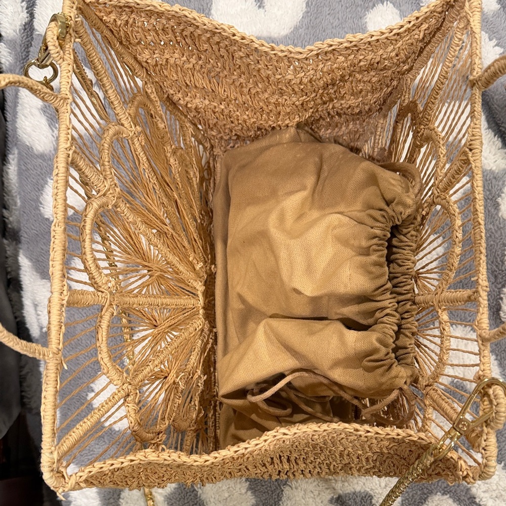 Woven Summer Purse With Handles And Crossbody Strap EUC - Picture 4 of 5